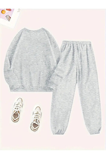 darkopia Unisex Brooklyn Usa Printed Oversize 3 Thread Crew Neck Sweatshirt Tracksuit Set