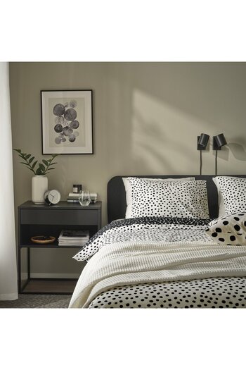 IKEA BJÖRKGRÅMAL Duvet cover and pillowcase, black white/dotted, 150 x 200/50 x 80 cm