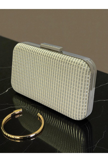 Biçanta Ecru Color Glitter Wire Wrapping Women's Evening Dress Bag Wedding Engagement Graduation