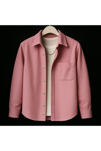 YNGMENCLASS Velvet Jacket Looking Cotton Textured Shirt