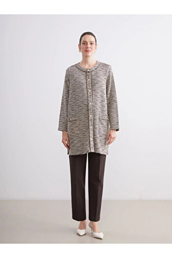 LC Waikiki Lcw Gracebrown Crew Neck Women's Knitwear Cardigan