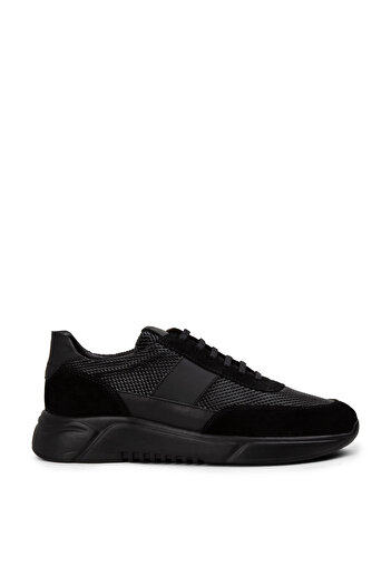 Deery Genuine Leather Men's Black Sneakers