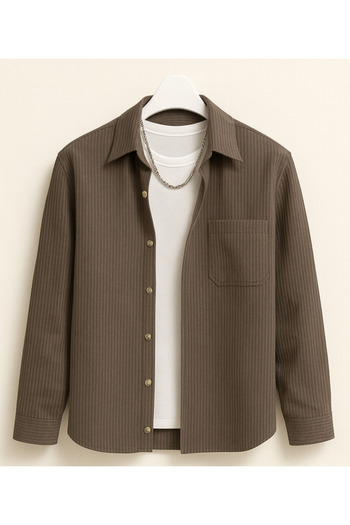 YNGMENCLASS Velvet Jacket Looking Cotton Textured Shirt