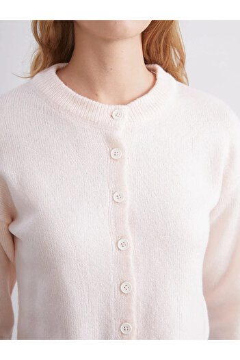LC Waikiki Xsidepink Crew Neck Women's Knitwear Cardigan