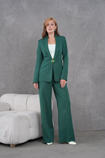nodilife Şalyaka Buckle Detail Women's Suit Green