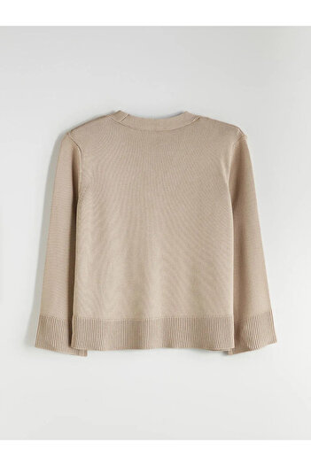 LC Waikiki Lcwaikiki Classicbeige V-Neck Women's Knitwear Cardigan
