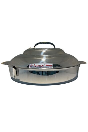 SANJANA Shamsi Indian Food Container Oval - Silver - Gold 6000 ml