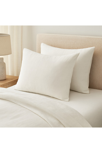 PureText |   Purelinen |   Washed Linen 2-Piece Pillowcase Set |   White