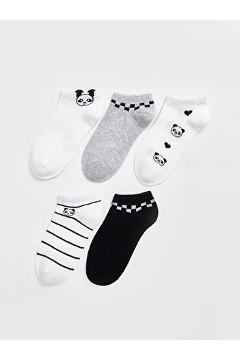 LC Waikiki Sparkling Selections from Shining Store |   Patterned Women's Booties Socks 5 Pack