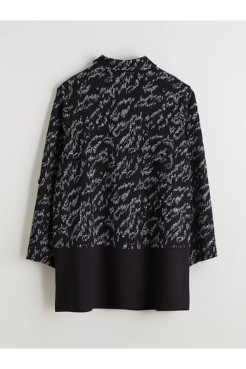 LC Waikiki Lcw Graceblack Polo Neck Patterned Women's Cardigan