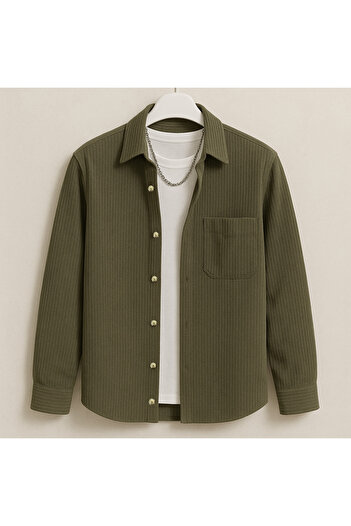 YNGMENCLASS Velvet Jacket Looking Cotton Textured Shirt
