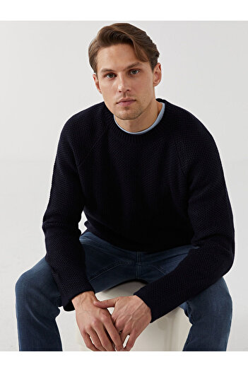 LC Waikiki Navy Blue Crew Neck Men's Knitwear Sweater
