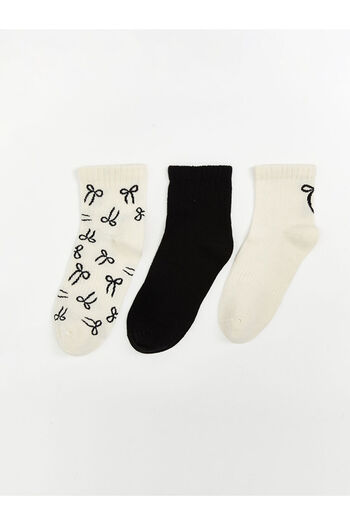 LC Waikiki Sparkling Choices from Shining Store |   Ribbon Printed Women's Socks 3-Piece Set