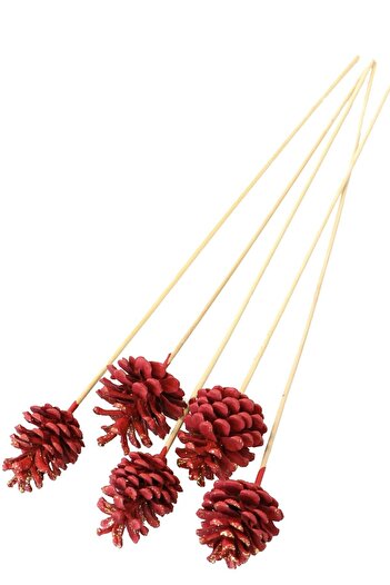Yapay Çiçek Deposu Red Glitter Christmas Pine Cone