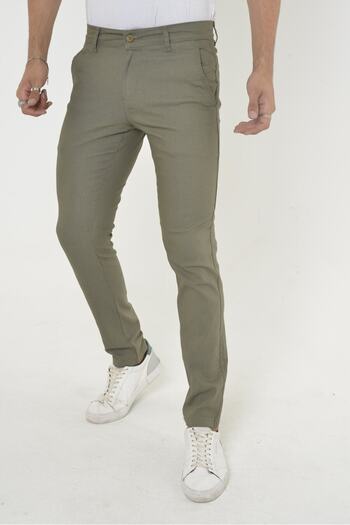 comstar Men's Slim Cotton Classic Khaki Skinny Chino Trousers