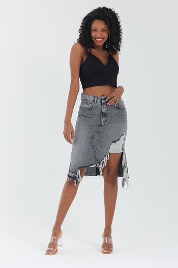 cracpot Women's Denim Skirt 5038