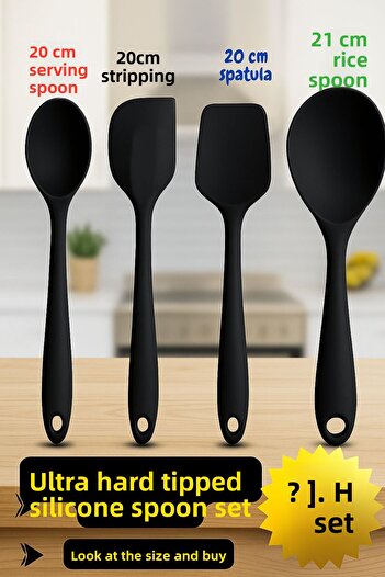 TARIK HOME 4 Piece Silicone Spoon Set – Heat Resistant, Ergonomic Handle