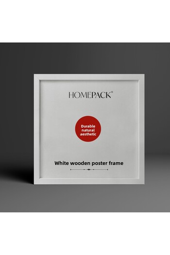 HOMEPACK 30X30 cm White Wooden Framed Poster Frame, Blank Frame, White-Frame-30X30