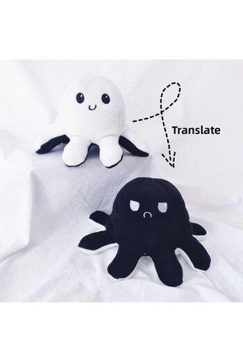 ÇERÇİCİ Octopus Pillow Fun Pillow That Changes Trip When You Turn It Black - White