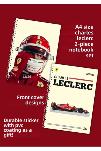 merccuri crafts Charles Leclerc A4 Spiral School Notebook 50 Sheets Set of 2 - Lined/Check Pvc Coating Waterproof