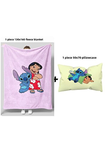 GC GÖKHAN CLUB Stich Themed Fleece Blanket Pillowcase