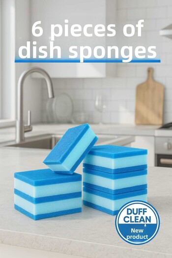 DUFF CLEAN 6-Pack Sponge – Blue Power Dishwashing Sponge