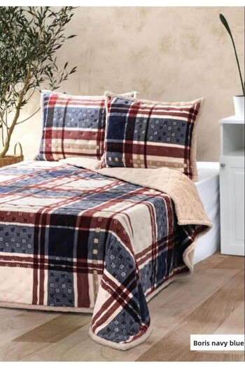 Merinos Allday Double Bed Cover Set BORIS NAVY BLUE