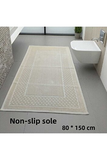 NikAr Home Cotton Non-Slip Base Rectangular Bath Mat 80X150 Cm, Cotton Woven Bathroom Carpet