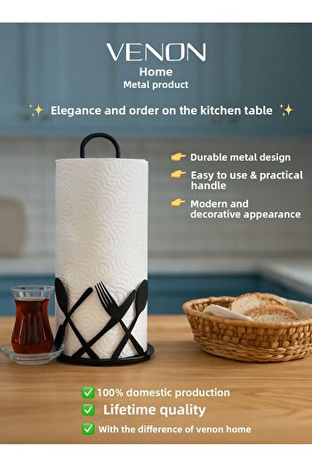 VENON Fork Spoon Knife Metal Paper Towel Holder, Roll Towel Holder, Napkin Holder Countertop Paper Towel Holder Upright