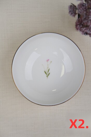 tabakevi Tabak Evi Porcelain Natura Broadcloth Gold Gilded Bowl 13.50cm 2 Pcs