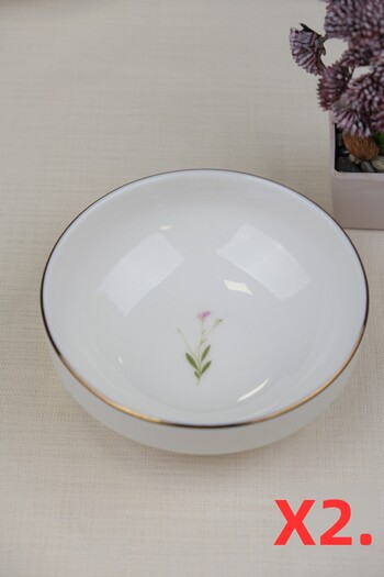 tabakevi Tabak Evi Porcelain Natura Broadcloth Gold Gilded Bowl 13.50cm 2 Pcs