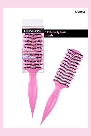 Lionesse Curly Hair Brush 8916 Pink - Curl Enhancing, for Curly and Wavy Hair