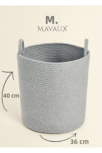 MaVaux Handcrafted Textured Large Basket – 40 X 36 cm Decorative Home Organization, Toy and Laundry Organizer