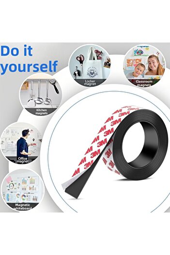 TOYFEST Self Adhesive Magnetic Strip Tape Flexible Easy Cut Magnet Strong Holding Tape 1m X 2 cm