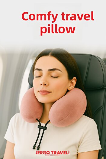 Viscofoam Comfy Orthopedic Travel Pillow Visco Neck Supported Travel Pillow - Salmon |   Ergo Travel