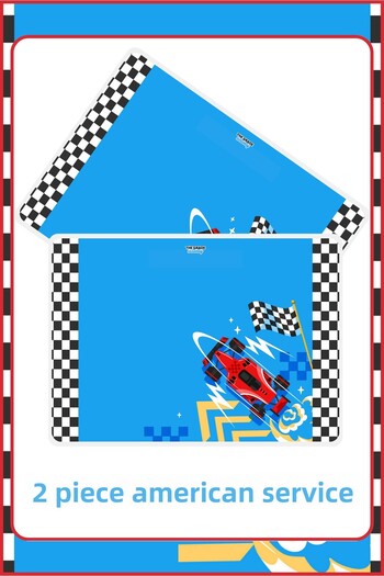 The Grade American Service Set of 2 Racing Car Themed Children's American Service Tableware and Home Decoration Dinner Mat