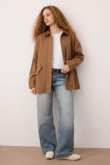 Trendyol Collection Light Brown Regular Coat Twoaw26Mo00159