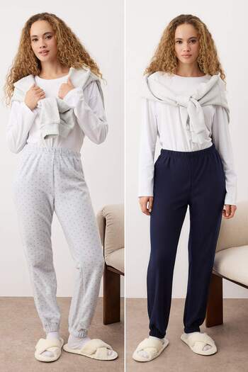 Trendyol Collection Multi-Colored 2-Pack Polka Dot Fleece Knitted Pajama Bottoms Thmaw26Pj00006