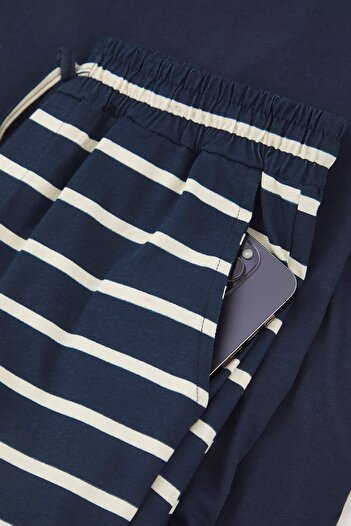 Trendyol Collection Navy Blue Regular New Year Couple/Double Knitted Pajama Set Tmnaw25Pt00045