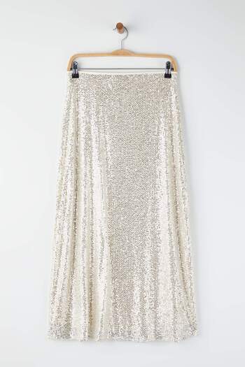 Trendyol Collection Silver Midi Party Sequin Skirt Tpraw26Et00014
