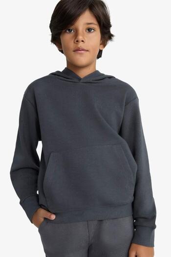 DeFacto Boys' Basic Plain Hooded School Sweatshirt (25 Au)