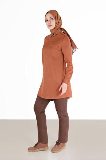 Alvina ASYMMETRIC CUT SUEDE TUNIC WITH BUTTON DETAIL 42430