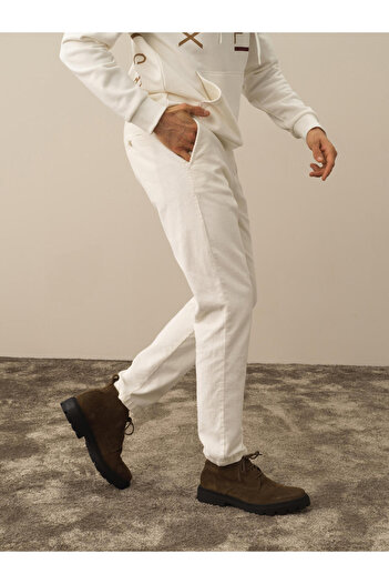 Xint Erkek Ekru Regular Fit Kadife Jogger Pantolon