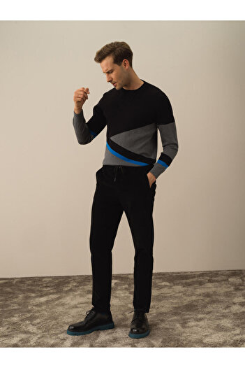 Xint Erkek Siyah Regular Fit Kadife Jogger Pantolon