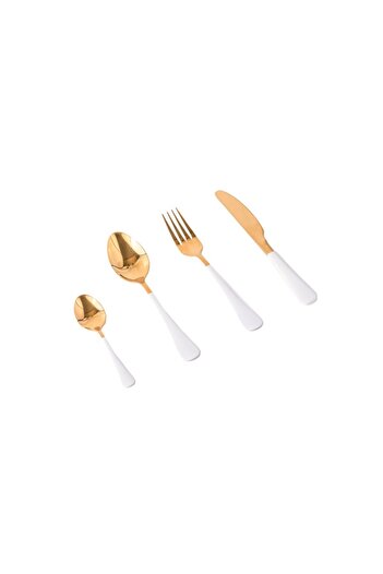 Trendy's Stainless steel cutlery set, 24 pieces, with stand, TRENDY'S, white-gold