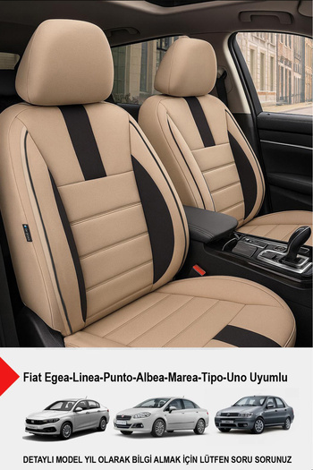 GM-DESIGN Onyx Beige Arm Feather Auto Seat Cover (Fi̇at Egea-Linea-Punto-Albea-Marea-Tipo-Uno Compatible)