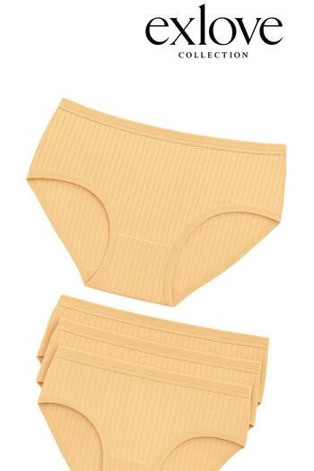 ExLove Set of 4 Ribbed Textured High Waist Women's Panties - Comfortable & Breathable