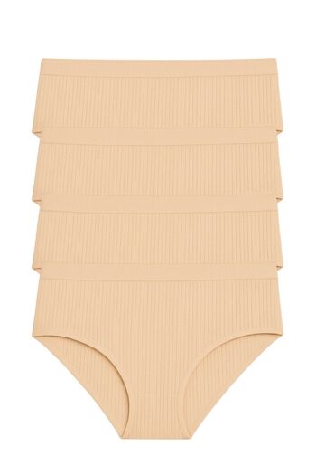 ExLove Set of 4 Ribbed Textured High Waist Women's Panties - Comfortable & Breathable