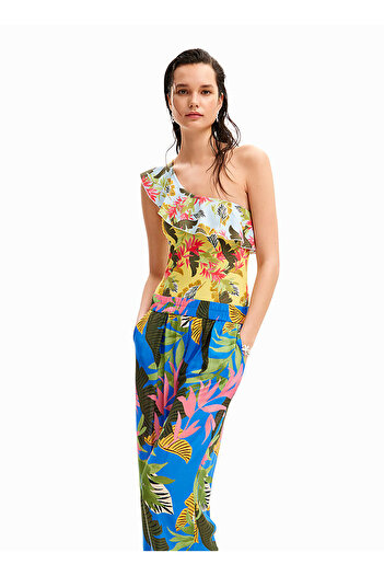 Desigual Yüksek Bel Standart Mavi Kadın Pantolon 24SWMW21