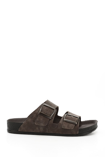 GÖNDERİ(R) BROWN Women's Daily Slippers with Heart Buckle 34048